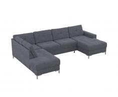 Canapé d'angle panoramique convertible JENSEN en tissu - Anthracite - Angle gauche