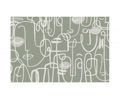 Tapis en vinyle style design YAGO - 120 x 180 cm - Gris/vert
