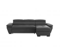 Canapé d'angle convertible en cuir JONOVA - Anthracite - Angle droit