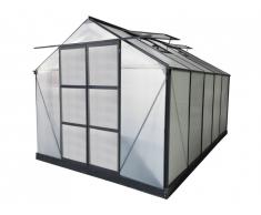 Serre de Jardin en polycarbonate de 9 m² COROLLE II avec embase - anthracite