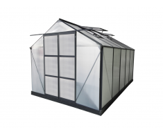 Serre de Jardin en polycarbonate de 9 m² avec embase - Anthracite - COROLLE II