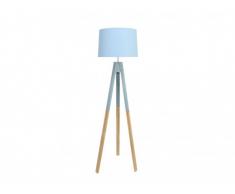 Lampadaire style scandinave STAVENGER - H.149 cm - pieds en bois - bleu