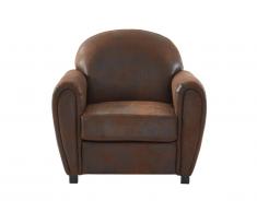 Fauteuil club microfibre aspect cuir vieilli MARTHE