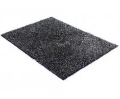Tapis shaggy SPOONY - noir et gris - polyester - 160 x 230 cm