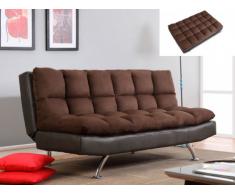 Canapé clic-clac 3 places en microfibre et simili DIDIER - Chocolat