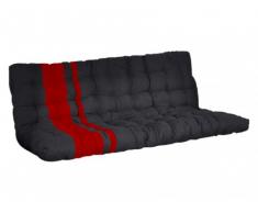 Futon MODULO spécial banquette-lit - 135x190cm - coloris noir et rouge