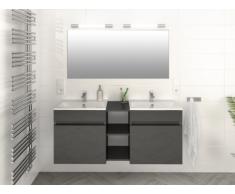 Ensemble KAHI - Meuble de salle de bain double vasque - Gris laqué