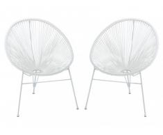Lot de 2 chaises de jardin ALIOS II en fils de résine tressés - blanc