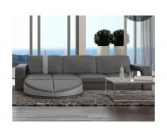 Canapé d'angle réversible en simili TALITA - Gris et bande gris clair
