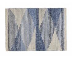 Tapis SILINE - Laine et coton - 160*230 cm - Beige et denim