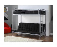 Pack MODULO IV - Lit mezzanine argent avec banquette convertible 90x190cm et son futon noir 135x190cm