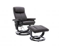 Fauteuil massant JULIO II en cuir - Marron