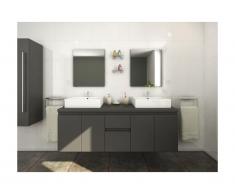 Meubles de salle de bain LAVITA II suspendus avec double vasque et miroirs - Gris