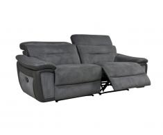 Canapé 3 places relax en microfibre et simili PARUA - Gris et bandes anthracites