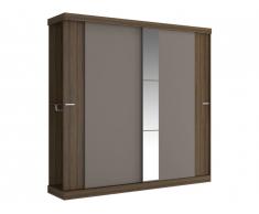 Armoire ADALRIK - 2 portes coulissantes - Avec miroir - L231cm - Chocolat et taupe