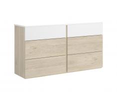 Commode ODET - 6 tiroirs - Blanc et chêne