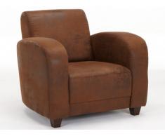 Fauteuil club MISTY en microfibre aspect cuir vieilli