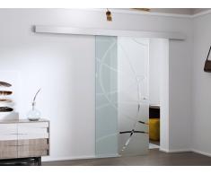 Porte coulissante en applique HEIDI - H205 x L73 cm - Verre trempé