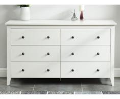 Commode ELEONORE - 6 tiroirs - MDF laqué - Blanc