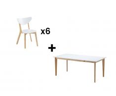 Pack "salle à manger": Ensemble table + 6 chaises CARINE - Coloris blanc