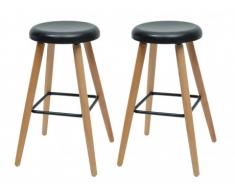 Lot de 2 tabourets de bar ALDOR - Métal & bois - Noir