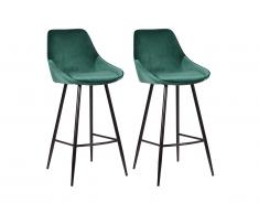 Lot de 2 tabourets de bar MASURIE - Velours - Vert foncé