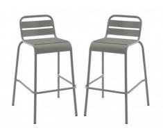 Lot de 2 chaises de bar de jardin empilables MIRMANDE en métal - Gris