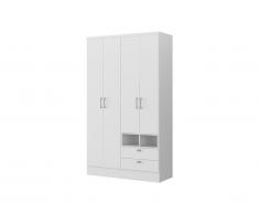 Armoire ODILON - 4 portes & 2 tiroirs - L.120 cm - Blanc