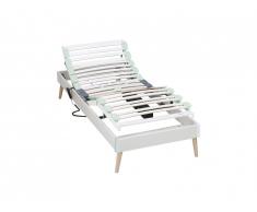 Sommier électrique de relaxation lattes multiplis SINDRI de DREAMEA - 5 plans de couchage - fermeté réglable - 80 x 200 cm - moteur OKIN