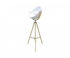 Lampadaire cinéma industriel MOVIE pieds en bois clair - H. 166 cm - Blanc