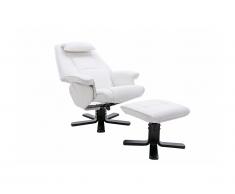 Fauteuil de relaxation et son repose pieds en synderme ETERNITY II - Blanc