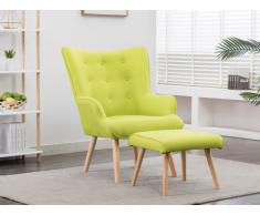 Fauteuil avec repose-pieds en tissu NOELIA - Jaune