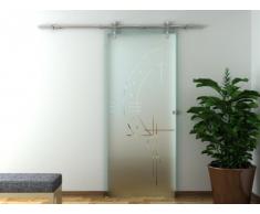Porte coulissante en applique JOHANNA - H205 x L83 cm - Verre trempé