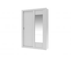 Armoire PETTERI - 2 portes coulissantes - Avec miroir - L.152 cm - Blanc