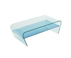 Table basse - Verre trempé - Tablette bleue laquée - KELLY