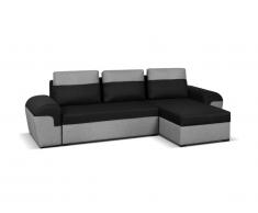 Canapé d'angle réversible et convertible en tissu GABY - Bicolore noir et gris clair