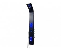 Colonne de douche hydromassante thermostatique à leds CHAKRA IV - lecteur MP3 et radio - 20*165cm - Noir