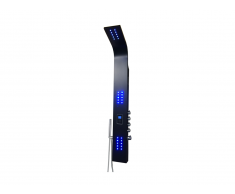 Colonne de douche hydromassante thermostatique à leds CHAKRA IV - lecteur MP3 et radio - 20*165cm - Noir