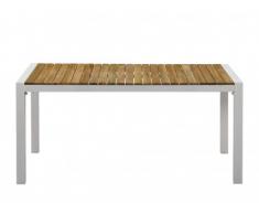 Table de jardin VAIAKU en aluminium et en acacia L160cm - Blanc