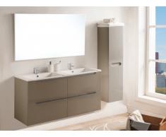 Ensemble SELITA - meubles de salle de bain avec double vasque et miroir - Laqué taupe