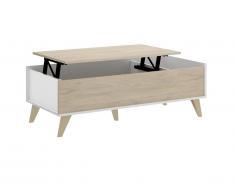 Table basse relevable KOLYMA - 1 niche - Coloris : Chêne & Blanc