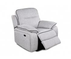 Fauteuil relax électrique en tissu CATANE - Gris clair et passepoil noir