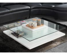 Table basse ISANIA - Verre trempé & MDF blanc