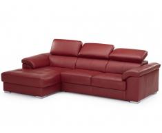 Canapé d'angle convertible cuir luxe EXPERIENCIA - Rouge - Angle gauche
