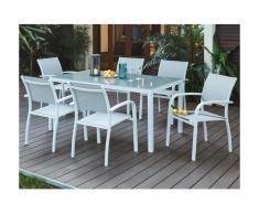 Salle à manger de jardin en aluminium - une table + 6 fauteuils - Assise grise - PAIA