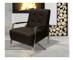 Fauteuil capitonné en cuir de buffle BASILDON - Chocolat