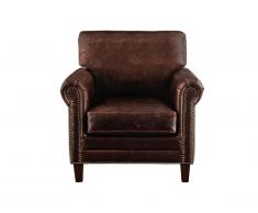 Fauteuil en cuir vieilli CASSANDRA - Marron