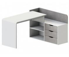 Bureau d'angle DECLAN - MDF - 3 tiroirs - Coloris : Blanc & Béton