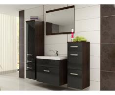 Ensemble NASSAU - meubles de salle de bain - laqué noir et bois wengé