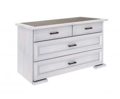 Commode MAELIS - 4 tiroirs - Finition chêne blanchi et plateau effet béton
